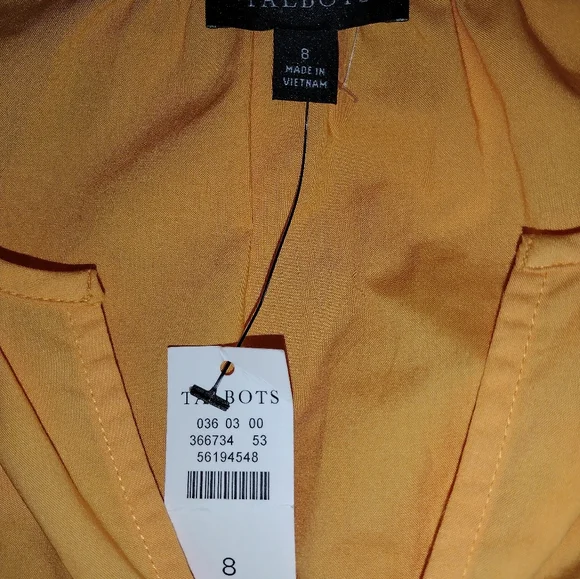 Talbots Smocked Poplin Midi Dress Size 8 Bright Marigold New NWT - Picture 5 of 5